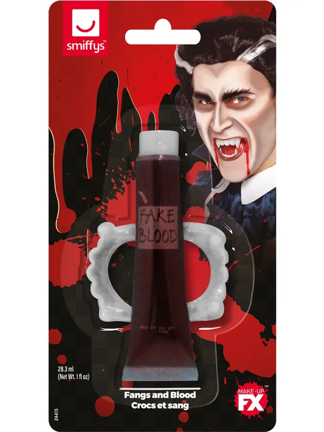 smiffys-makeup-fx-fangs-and-blood-vampir-set-28-3-ml-rot image 1