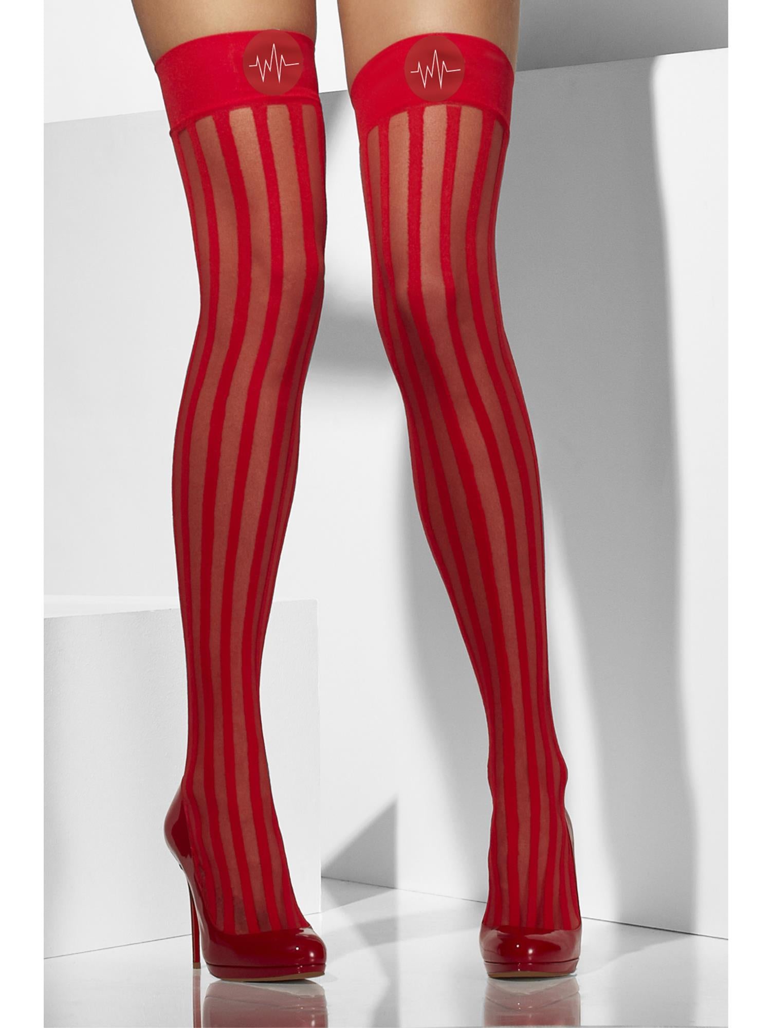 fever-sheer-hold-ups-halterstr-mpfe-rot-mit-streifen image 2