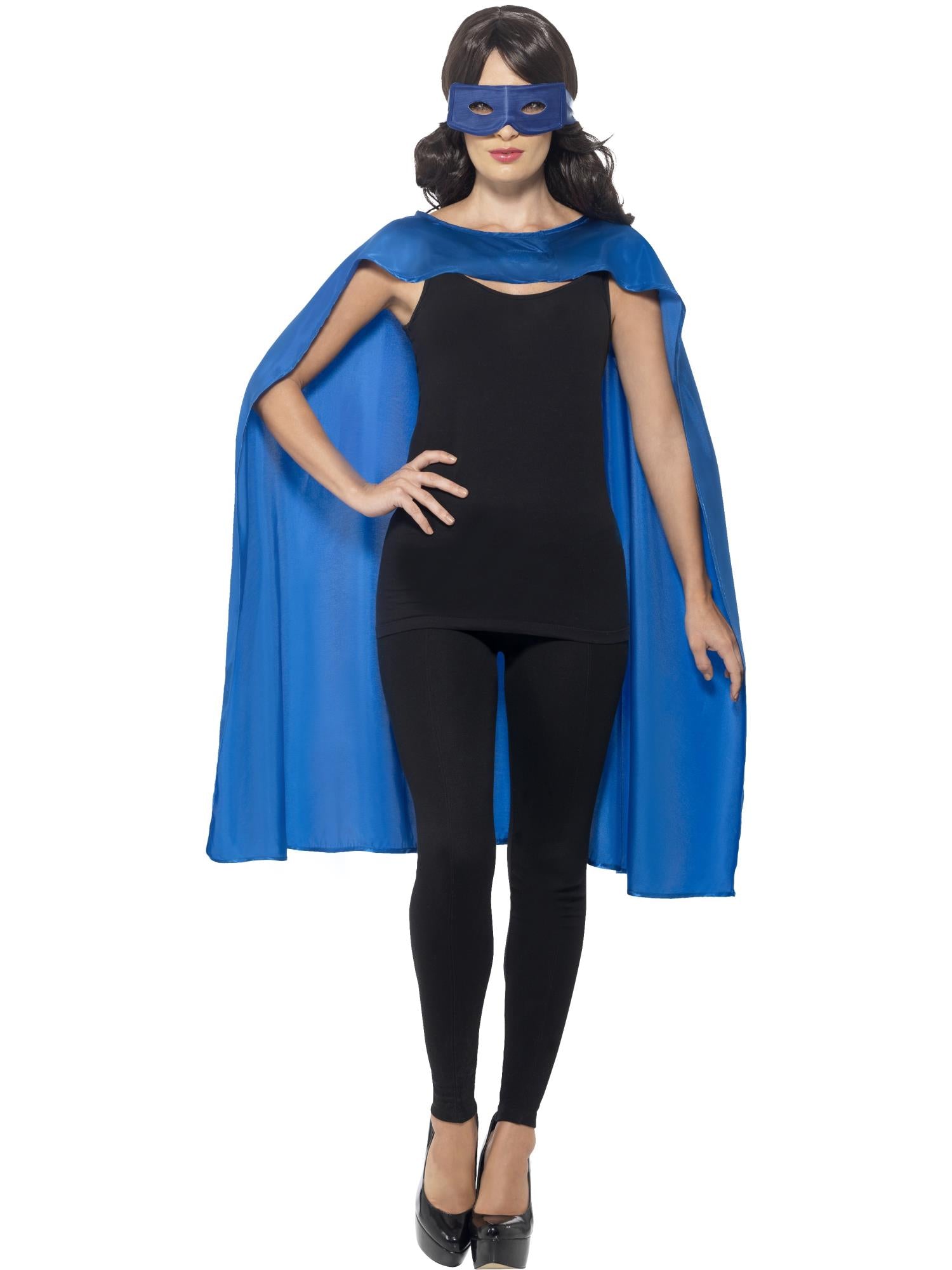 smiffys-fever-cape-blau-mit-augenmaske-superheld-umhang image 2