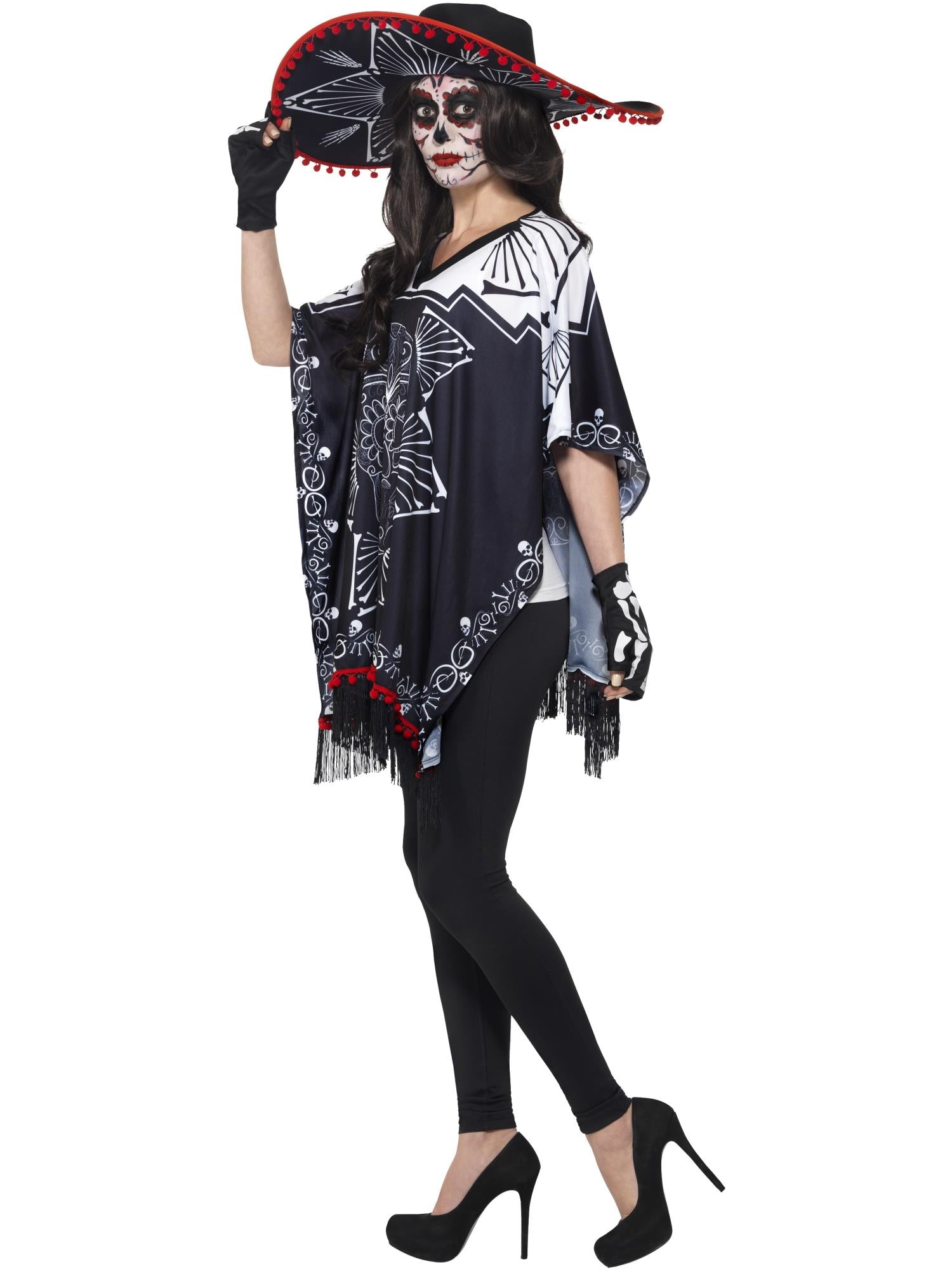 smiffys-fever-day-of-the-dead-kost-m-schwarz-wei image 5