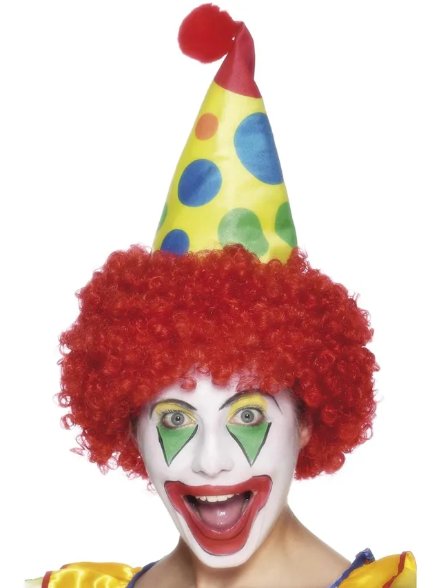 smiffys-fever-clown-hut-gelb-mit-per-cke-erwachsene image 1