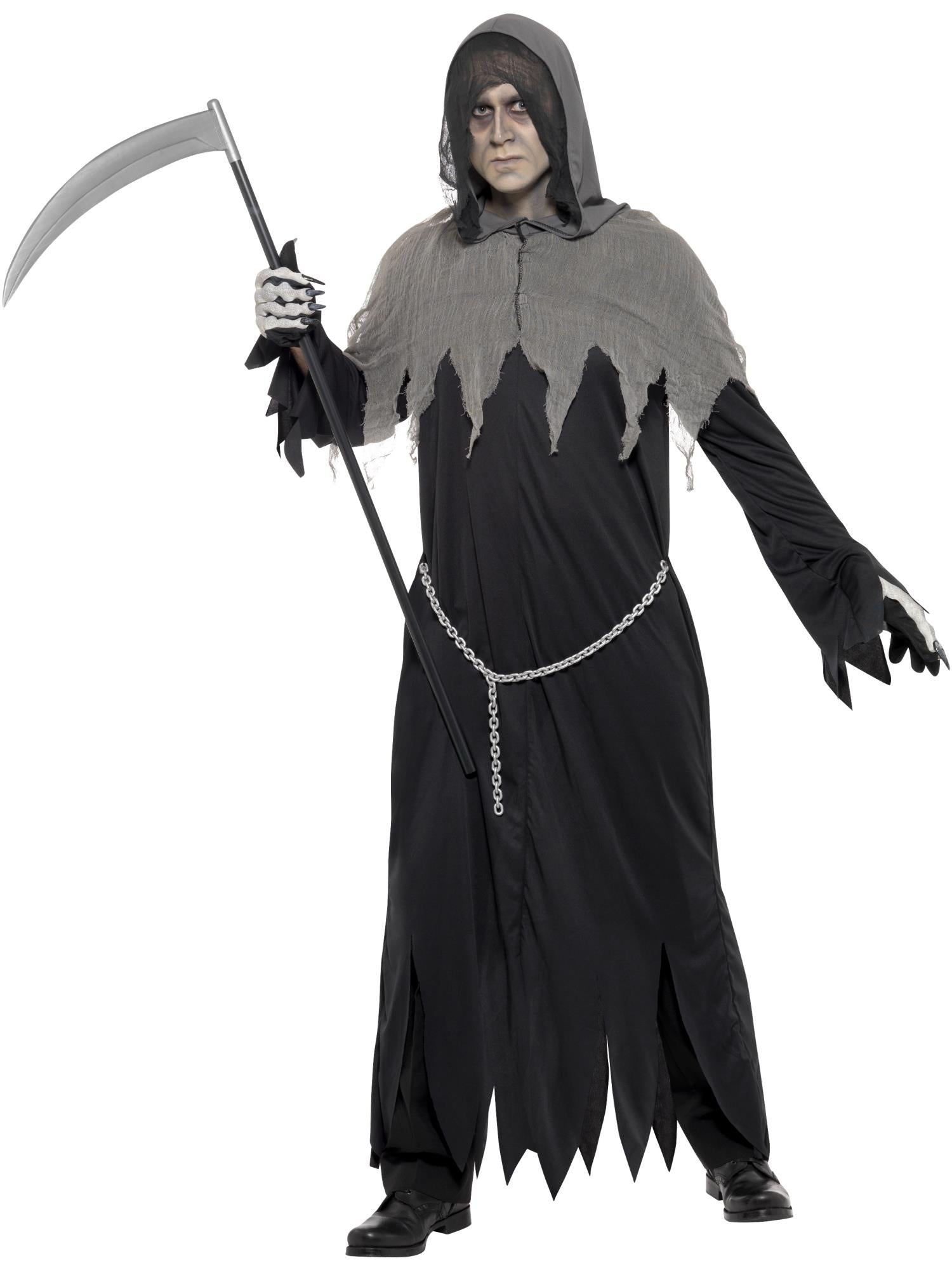 smiffys-fever-sensenmann-kost-m-schwarz-robe-kette-herren image 4