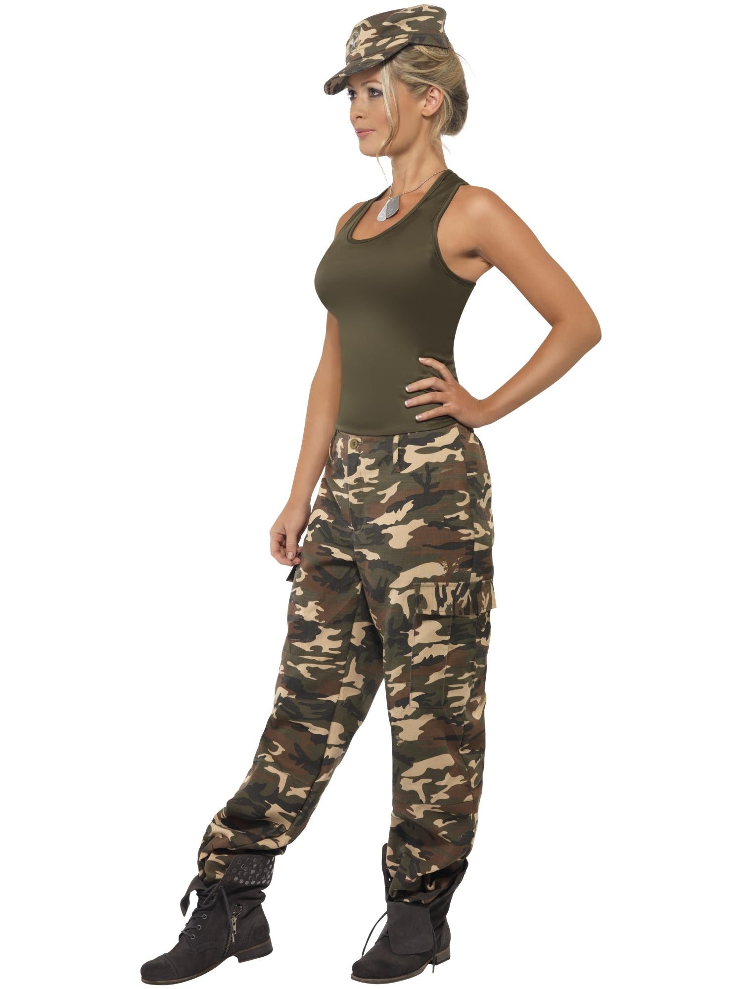 smiffys-fever-khaki-camo-deluxe-kost-m-damen-3-tlg-khaki image 3