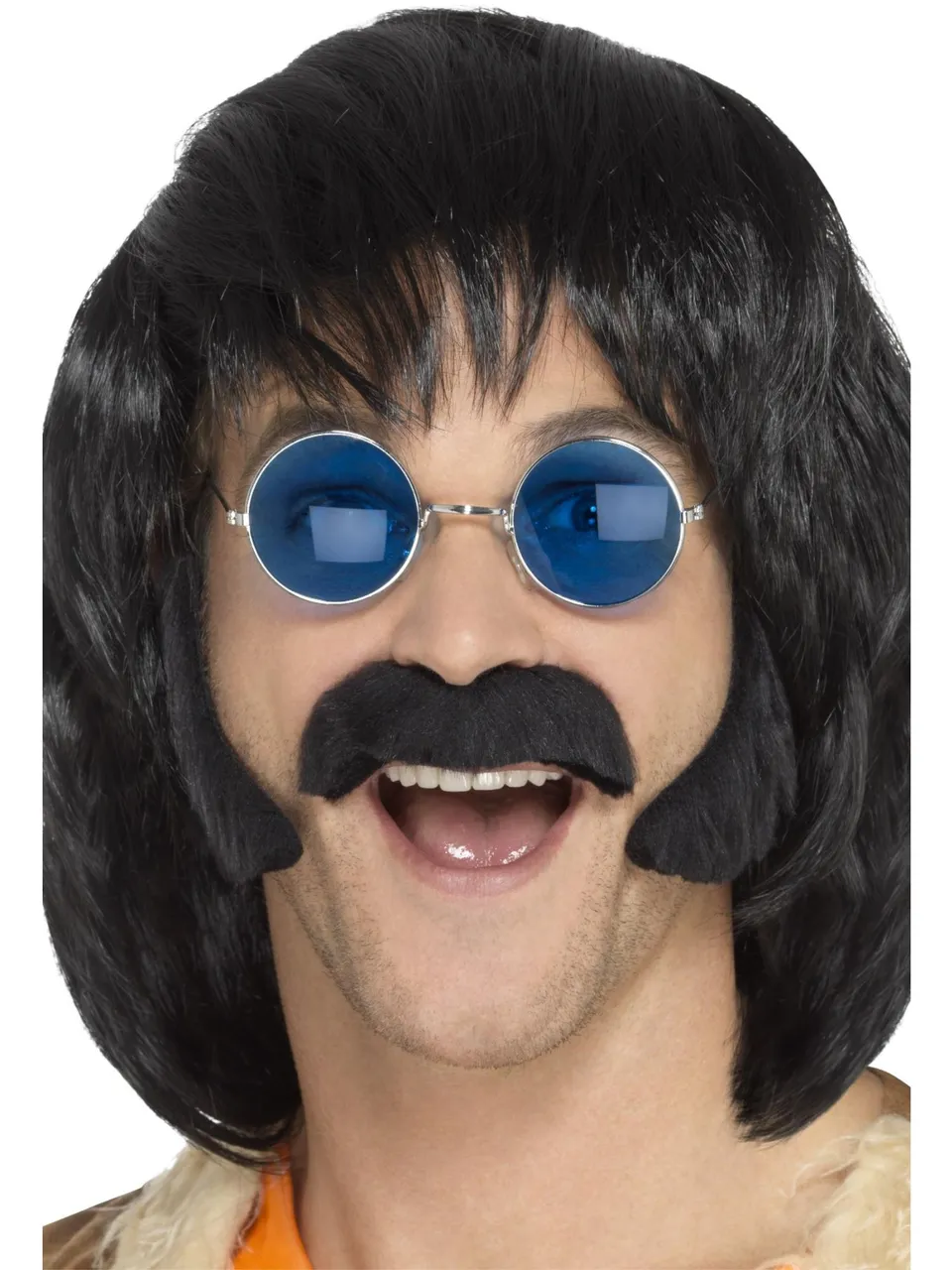 smiffys-fever-hippie-set-schwarz-bart-mit-koteletten image 1