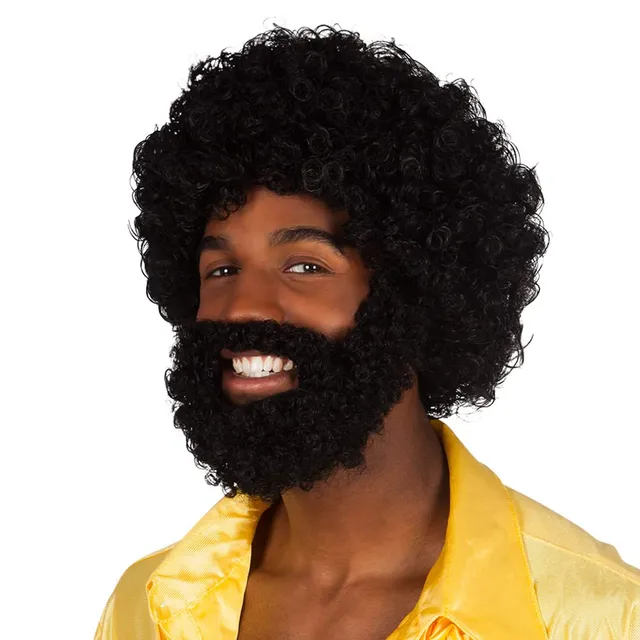 boland-wigs-rufus-per-cke-mit-bart-schwarz-locken-erwachsene image 1