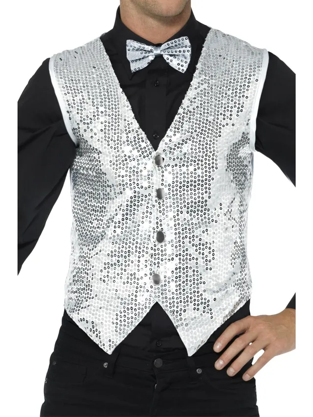 smiffys-fever-paillettenweste-silber-herren-gr-e-m image 1