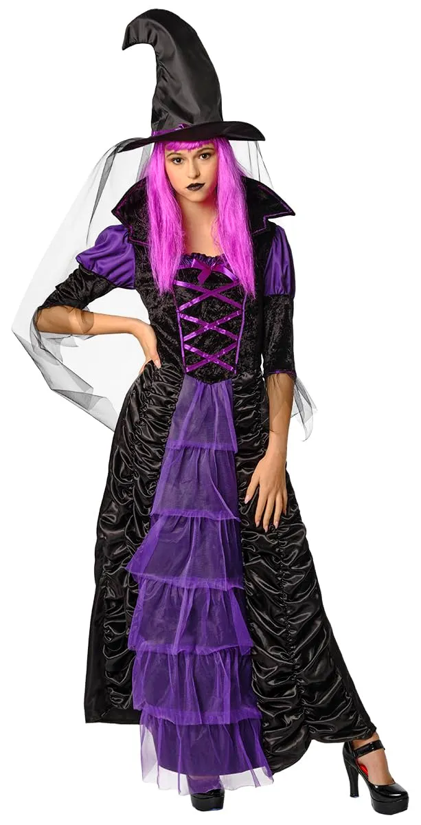 rubie-s-deluxe-b-se-hexe-damenkost-m-kleid-mit-hut image 1