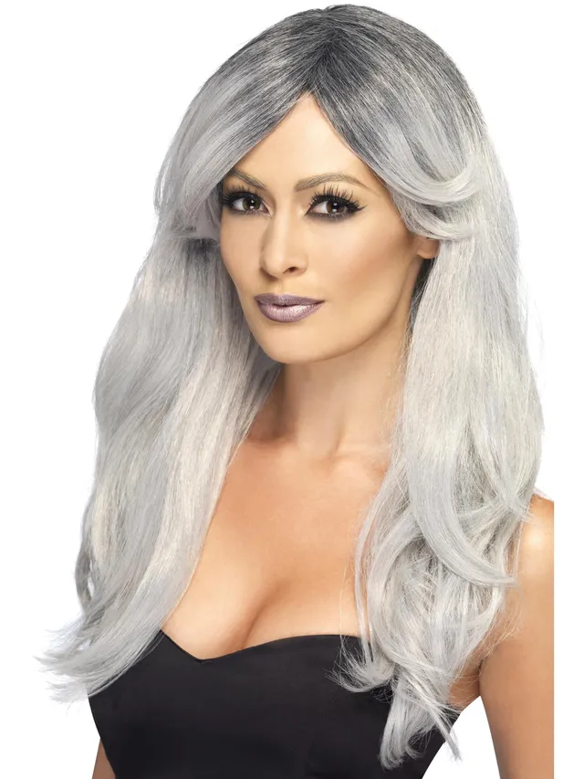 smiffys-fever-ghostly-glamour-per-cke-grau-lang-damen image 1