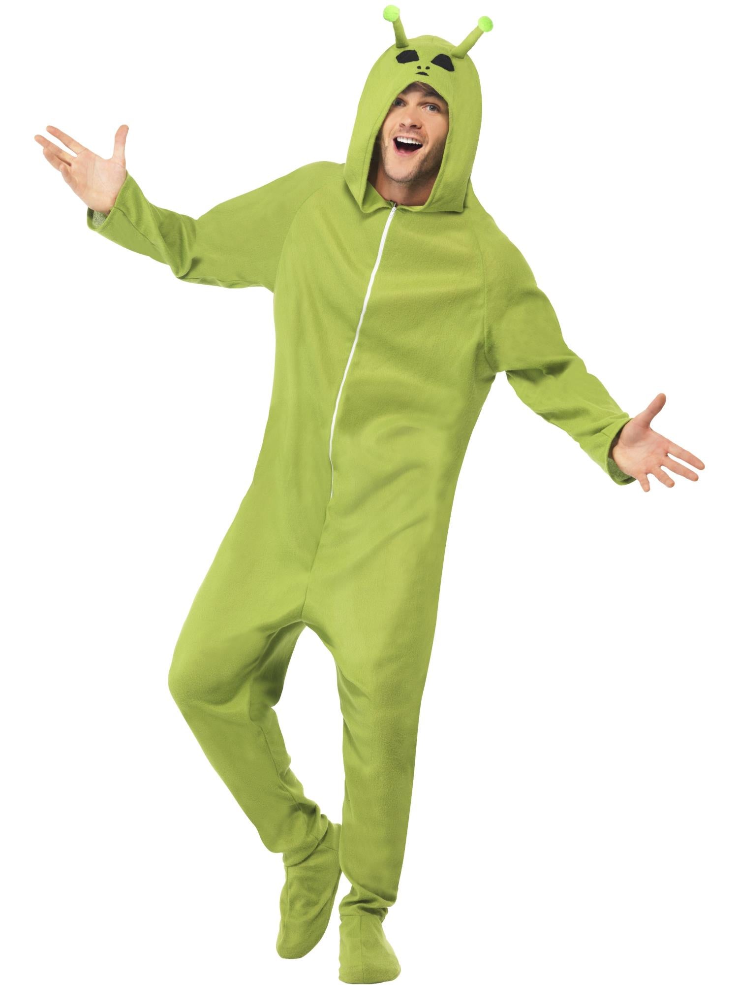 smiffys-fever-alien-kost-m-herren-gr-n-s-overall-mit-haube image 1