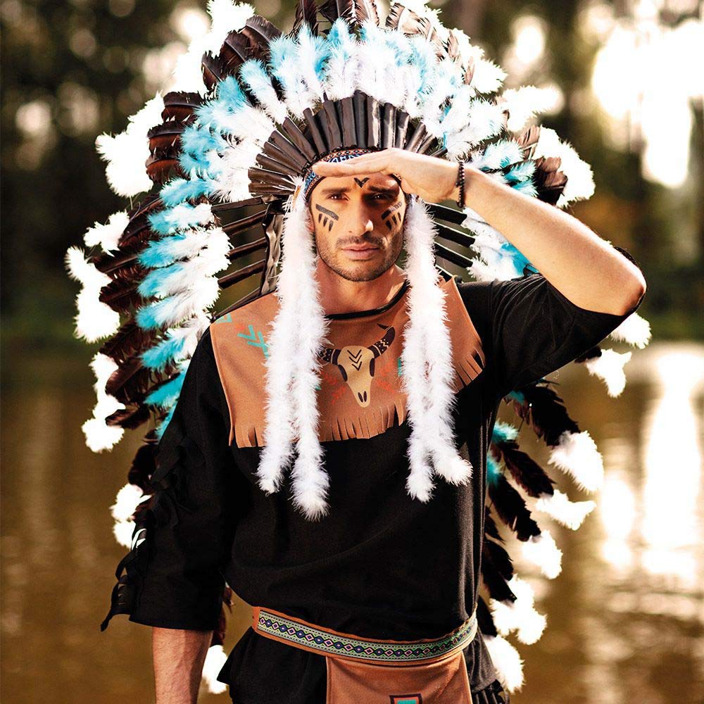 boland-snow-wolf-indianer-kopfschmuck-federn-blau-wei image 3