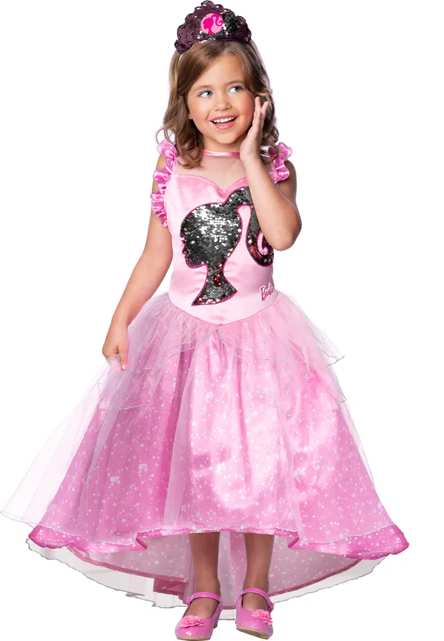 rubies-barbie-prinzessin-kost-m-rosa-mit-tiara-glitzer image 1