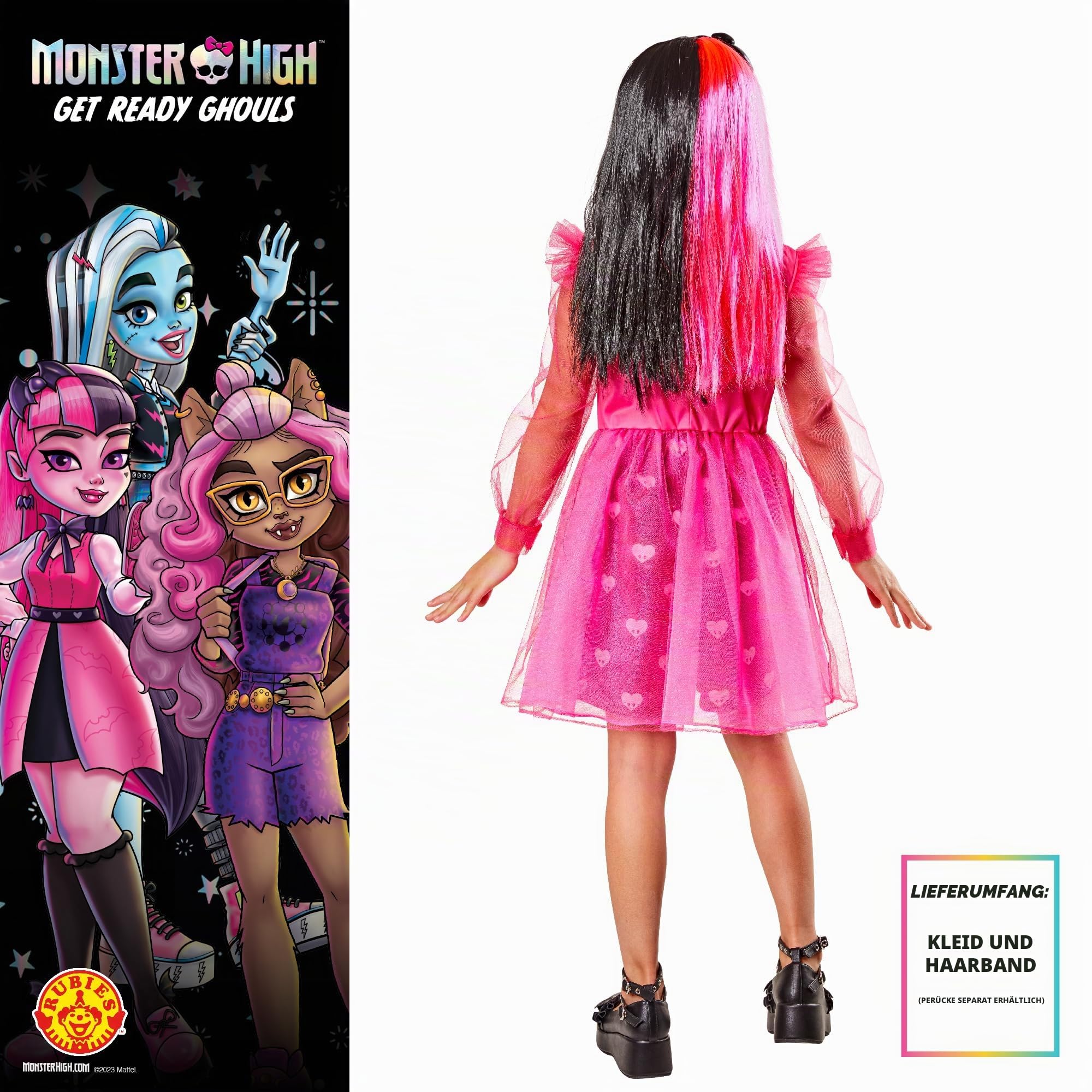 rubie-s-deluxe-monster-high-draculaura-kost-m-kinder-rosa image 2