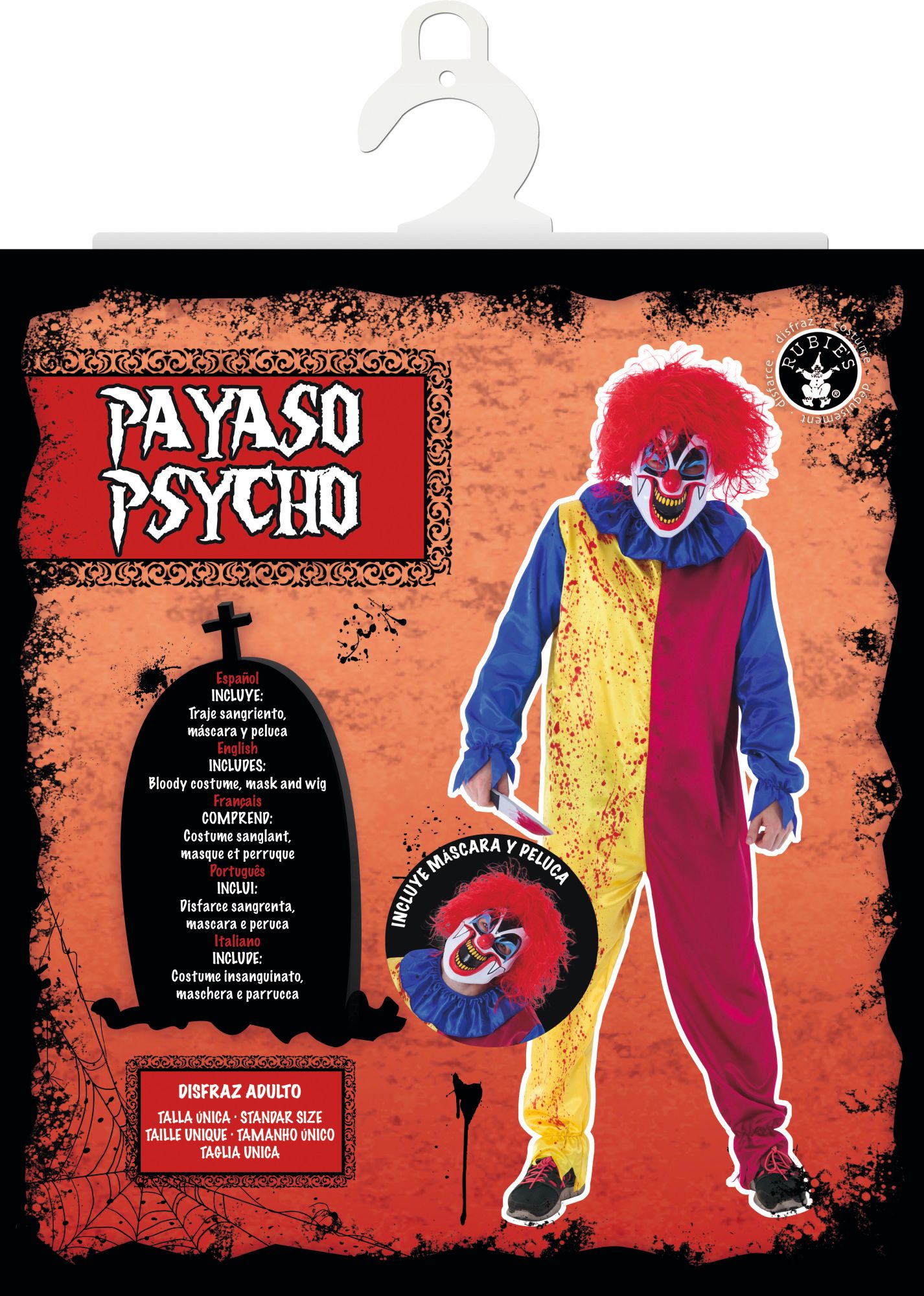 rubies-france-clown-erwachsenen-kost-m-set-mit-maske-und-per-cke image 2