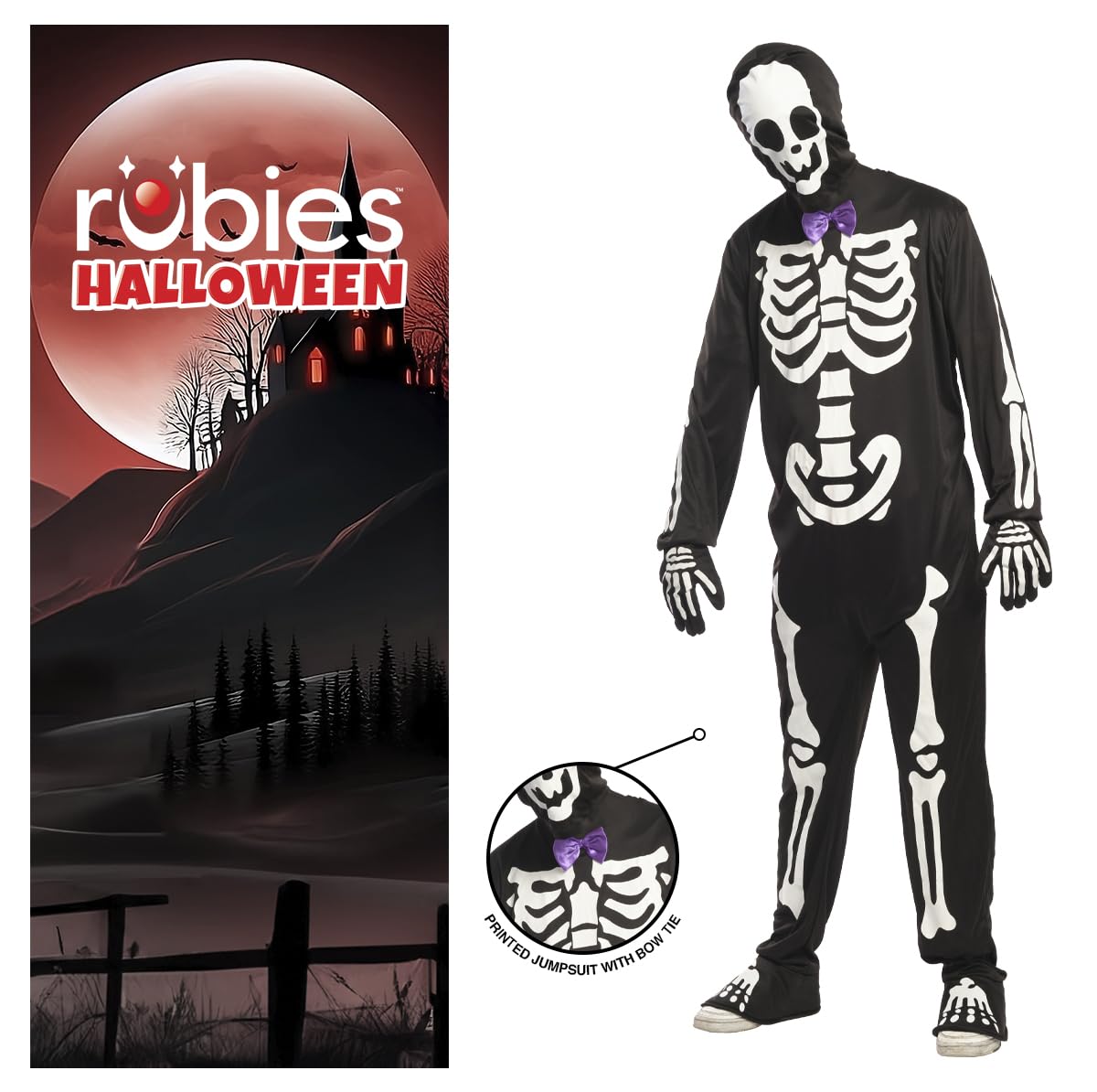 rubie-s-deluxe-skelett-kost-m-herren-glow-jumpsuit-handschuhe image 3