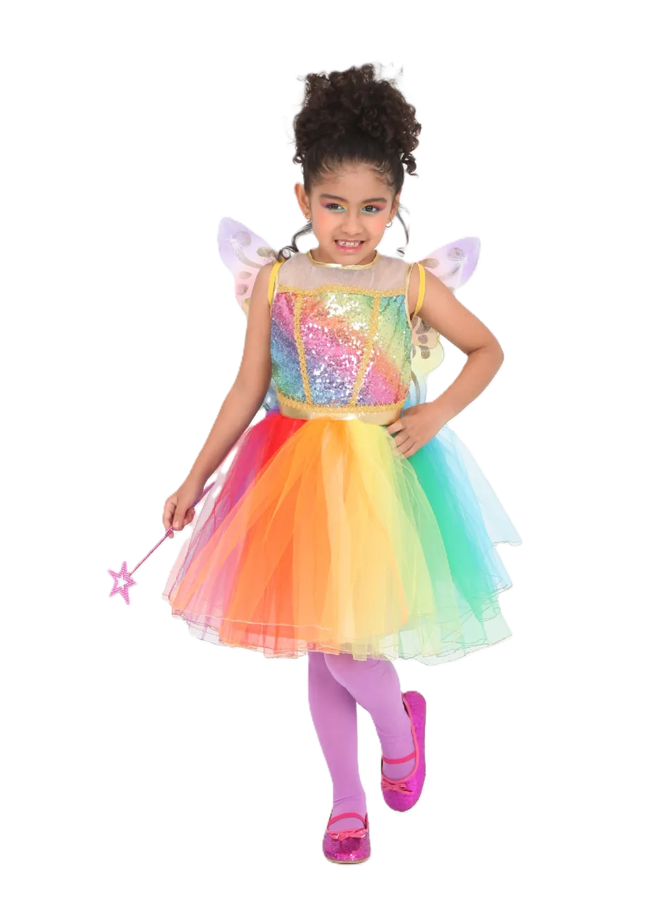 rubies-d-guisements-regenbogen-feenkleid-5-7-jahre-mit-fl-geln image 1