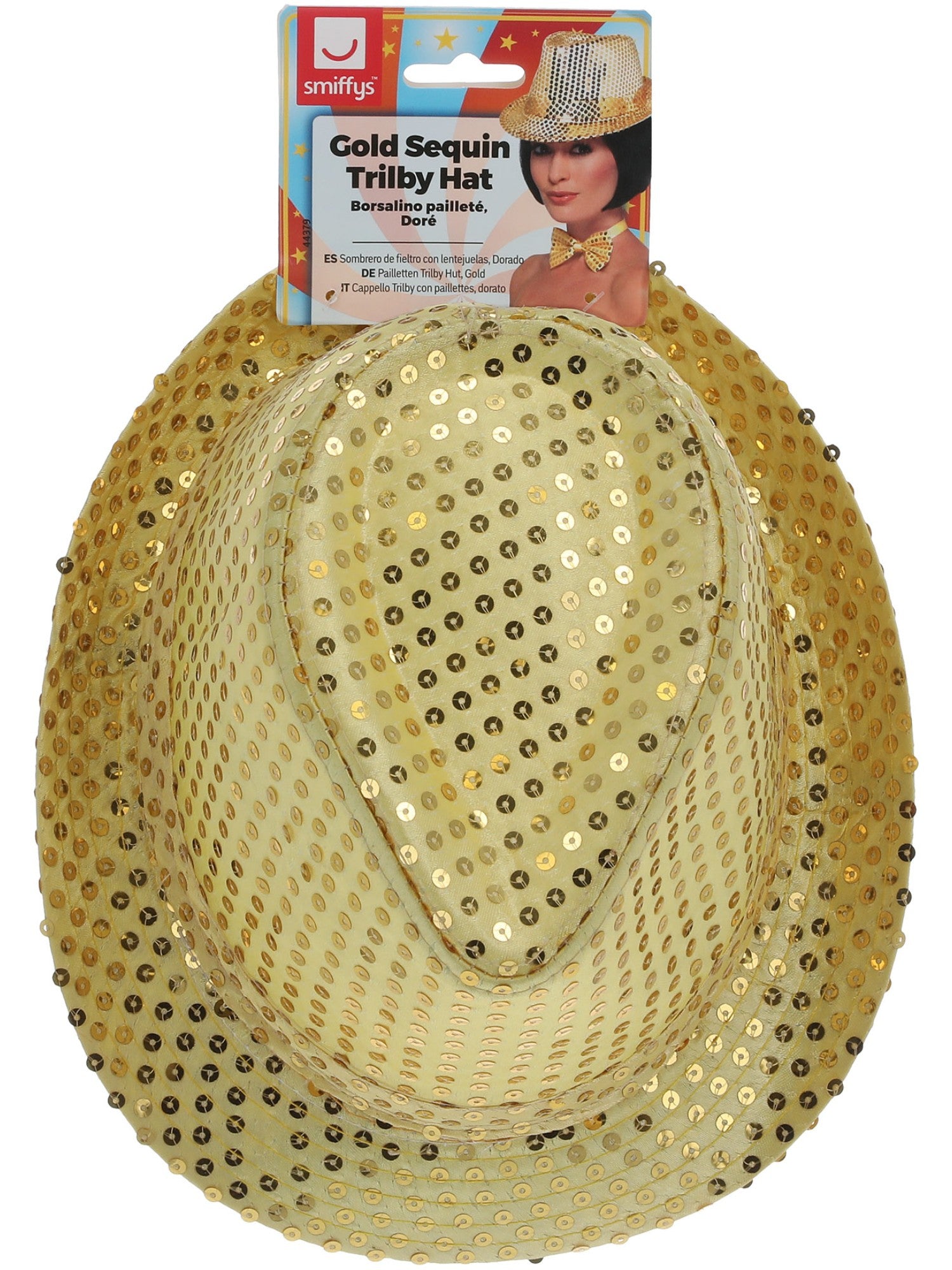 smiffys-fever-trilby-hut-gold-pailletten-party-unisex image 2