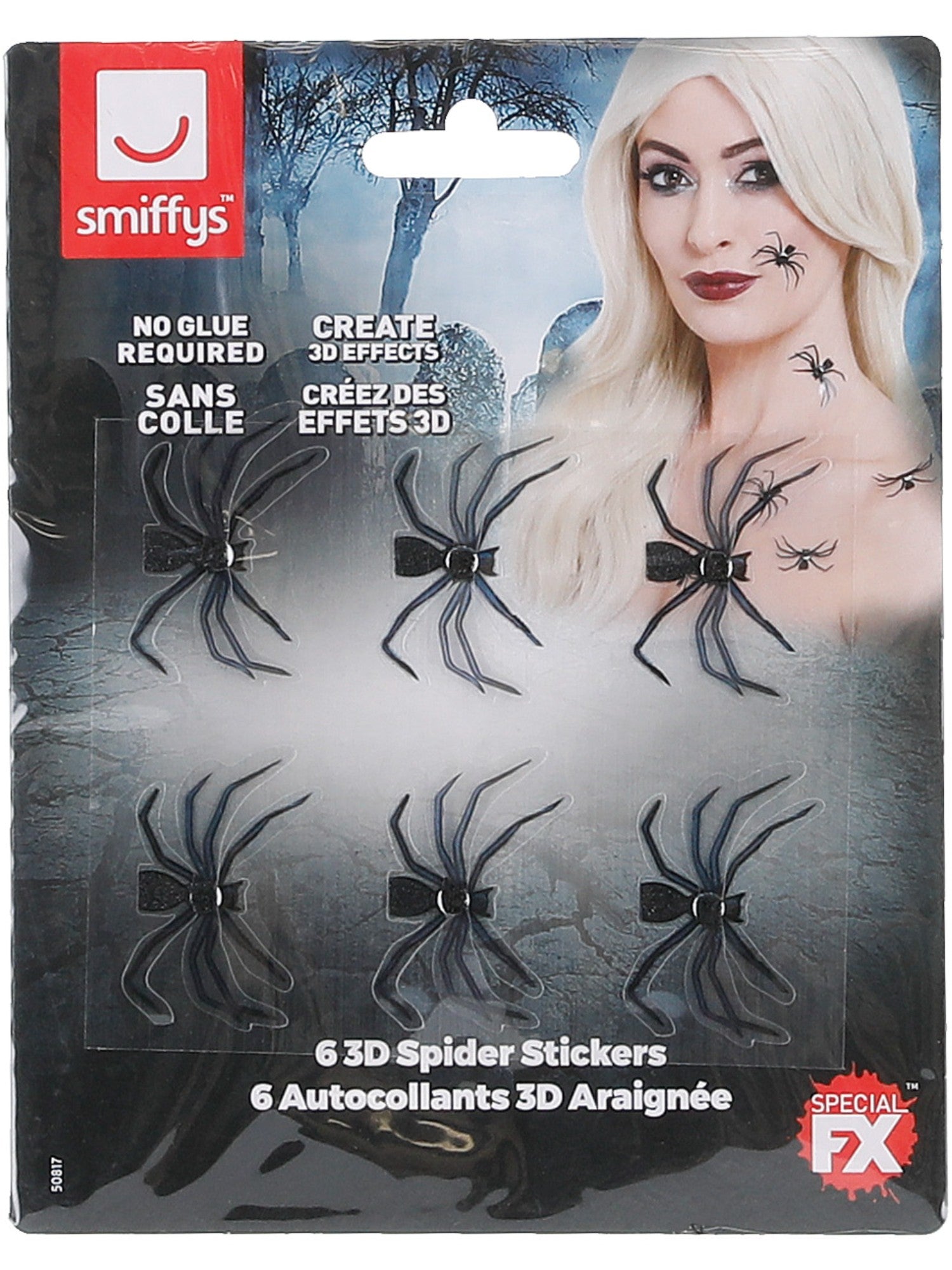 smiffys-makeup-fx-3d-spinnen-sticker-schwarz-6-st-ck image 3