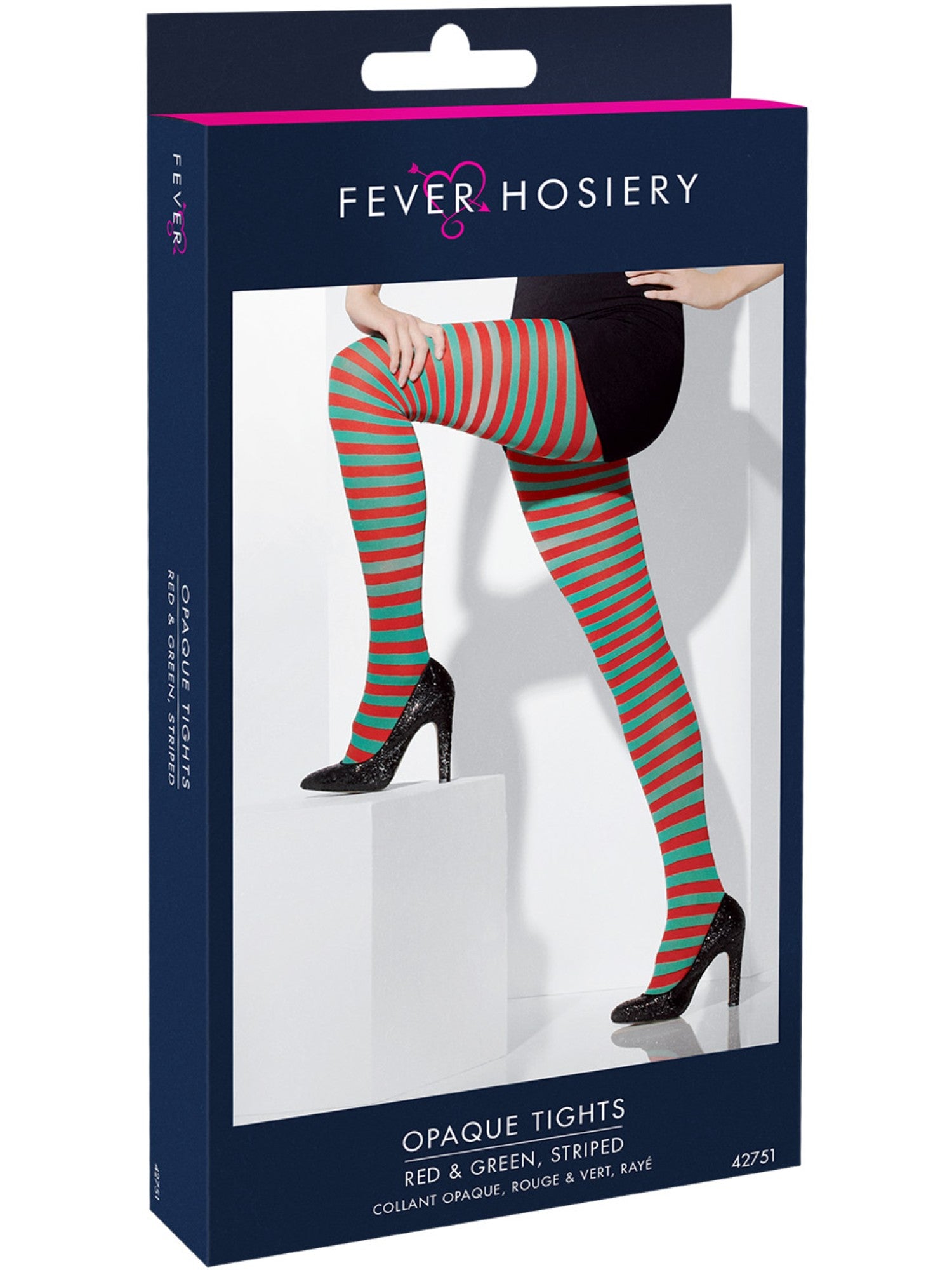 smiffys-fever-strumpfhose-rot-gr-n-gestreift-elfen-damen image 3
