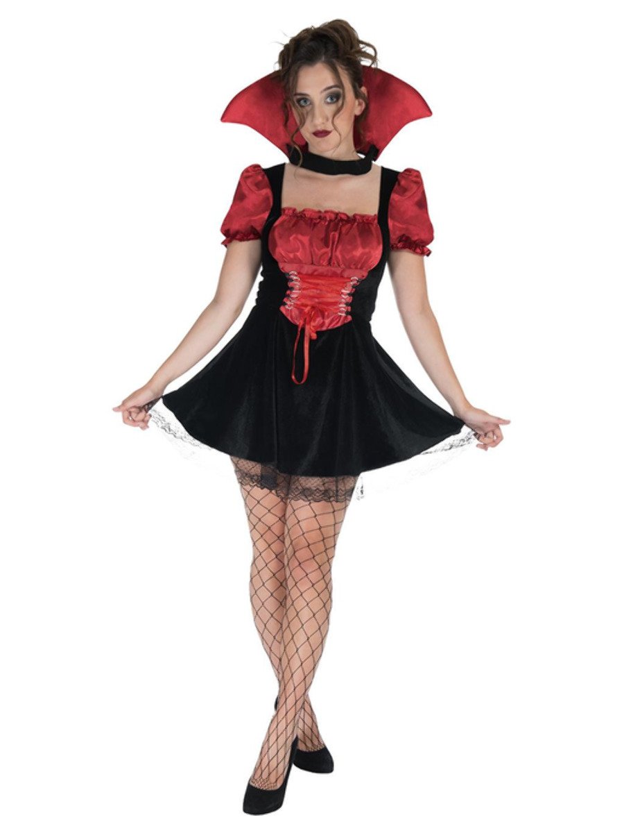 smiffys-fever-sexy-lady-vampire-kost-m-schwarz-rot-damen image 1