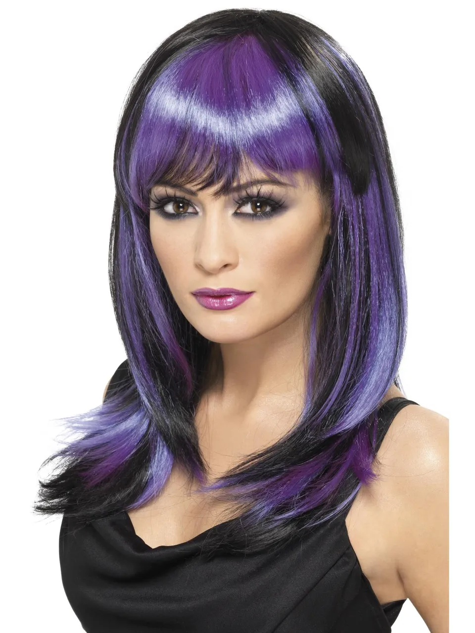 smiffys-fever-glamour-witch-per-cke-schwarz-lila-mit-pony image 1