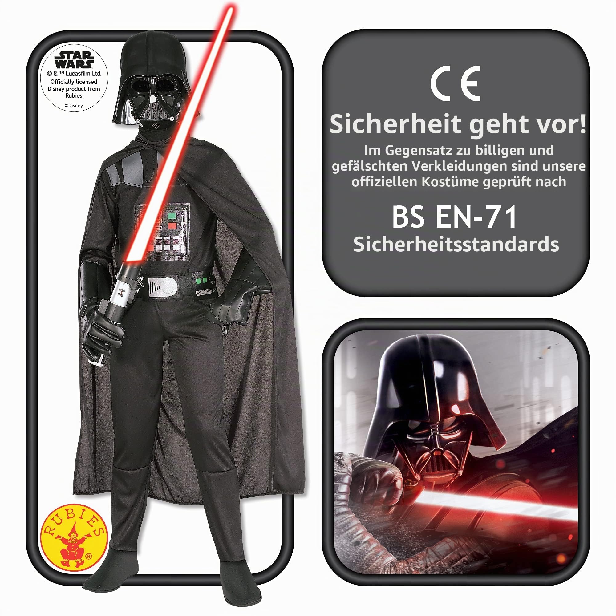 rubie-s-deluxe-darth-vader-kinderkost-m-5-6-jahre-schwarz image 2