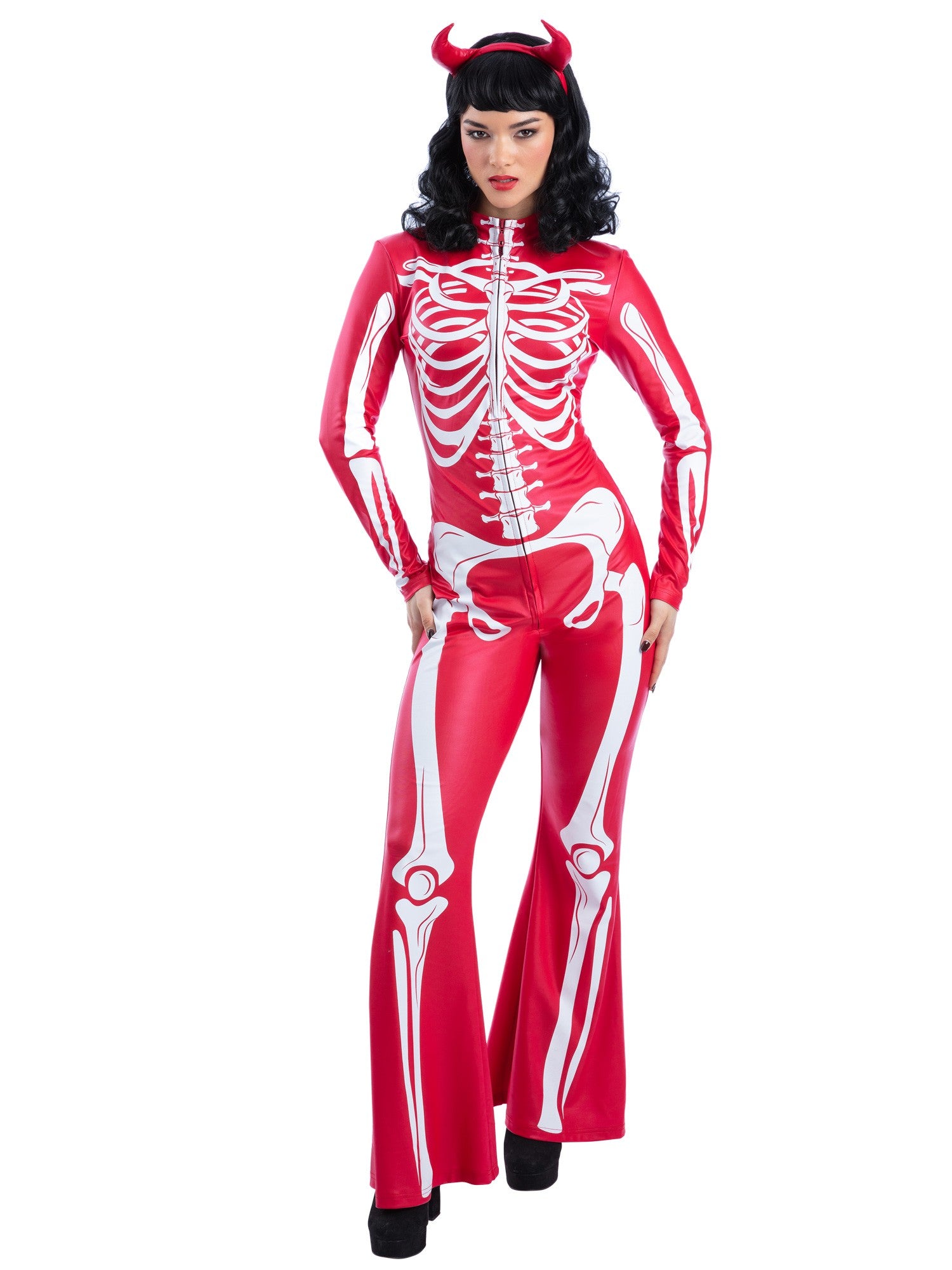 fever-devil-skeleton-kost-m-damen-rot-jumpsuit-s image 4