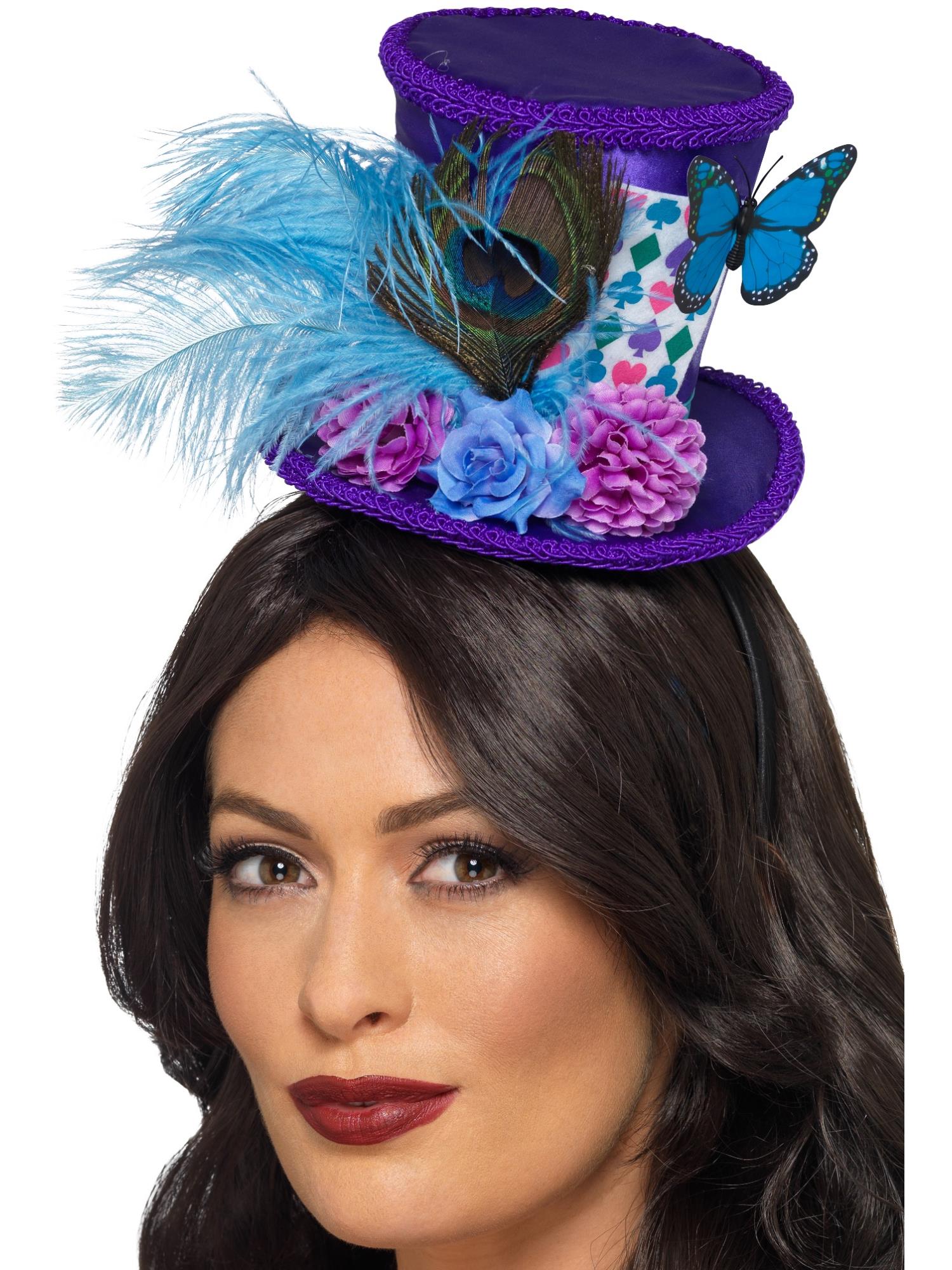 smiffys-fever-mad-hatter-mini-feder-hut-haarreif-lila image 1