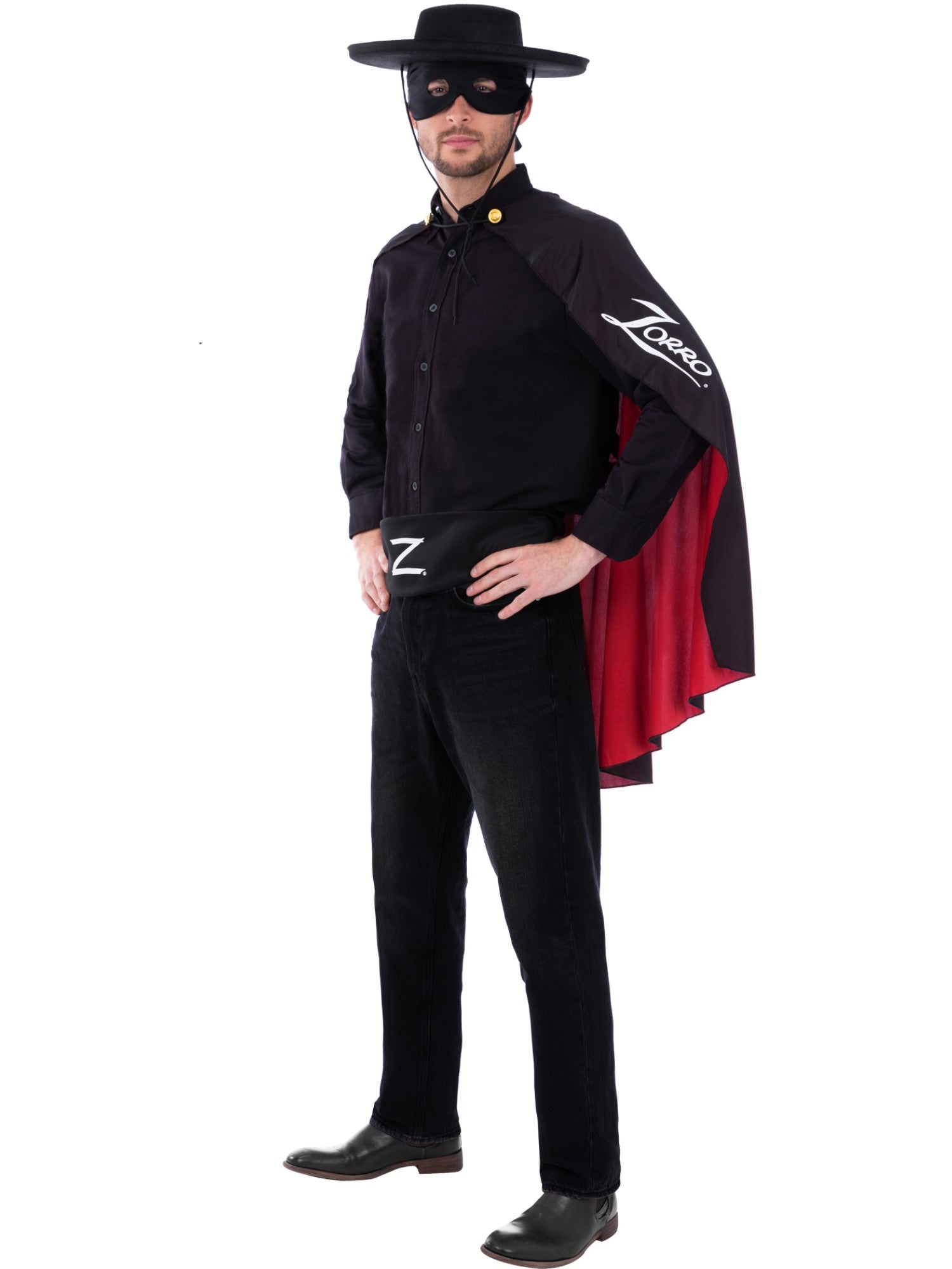 smiffys-fever-zorro-accessory-kit-kost-mset-schwarz-rot image 3