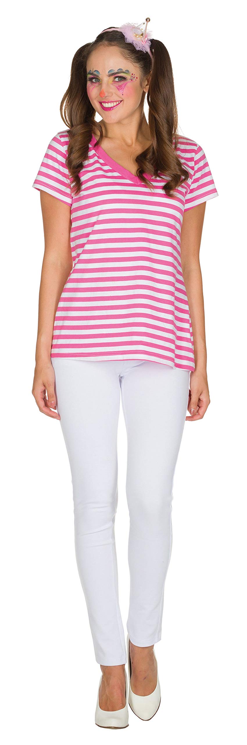 rubie-s-deluxe-13345-v-shirt-ringel-pink-wei-baumwolle image 1