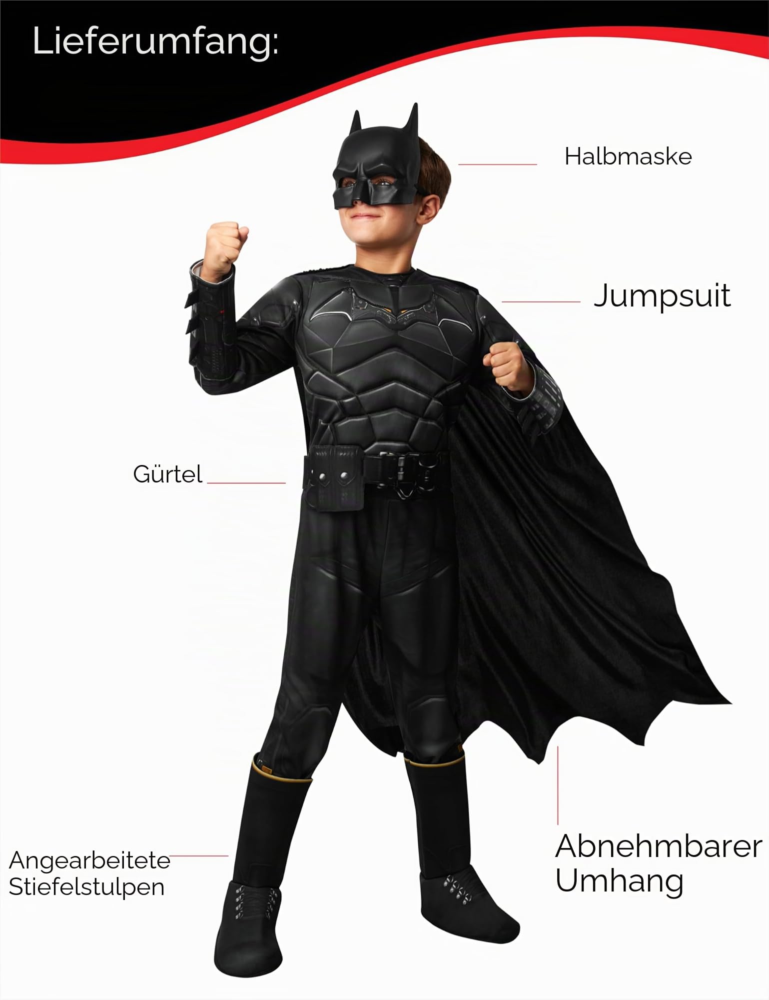 rubies-deluxe-the-batman-movie-kinderkost-m-jungen-mit-umhang image 3