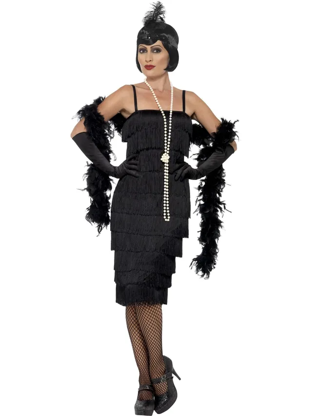 smiffys-fever-flapper-kost-m-schwarz-lang-mit-fransen image 1