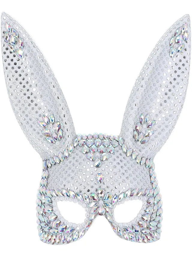 smiffys-fever-bunny-maske-53043-augenmaske-silber-strass image 1