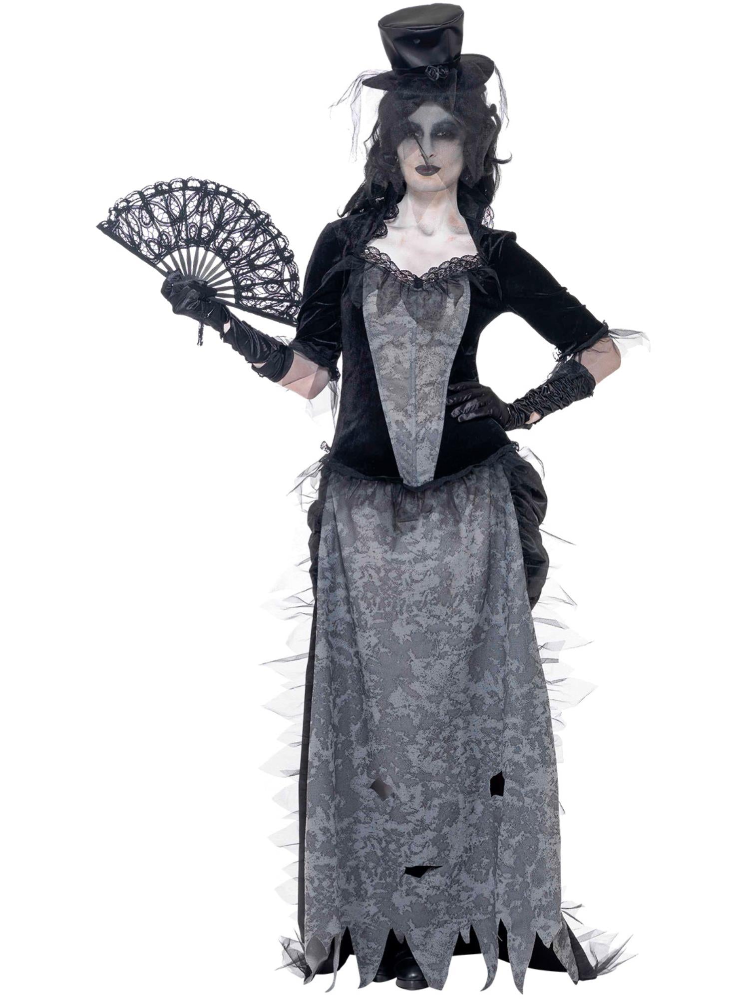 smiffys-fever-ghost-town-black-widow-kost-m-damen-s-schwarz-grau image 4