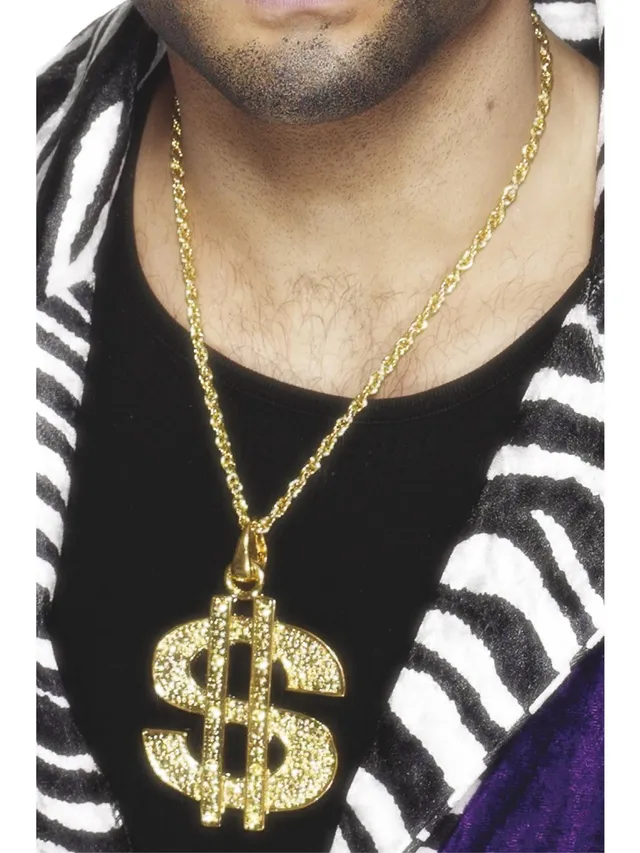 smiffys-fever-dollar-sign-medaillon-kette-gold image 1
