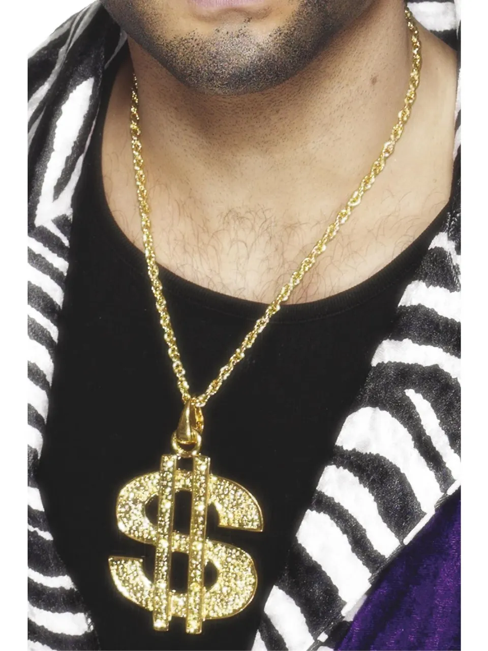 smiffys-fever-dollar-sign-medaillon-kette-gold image 1