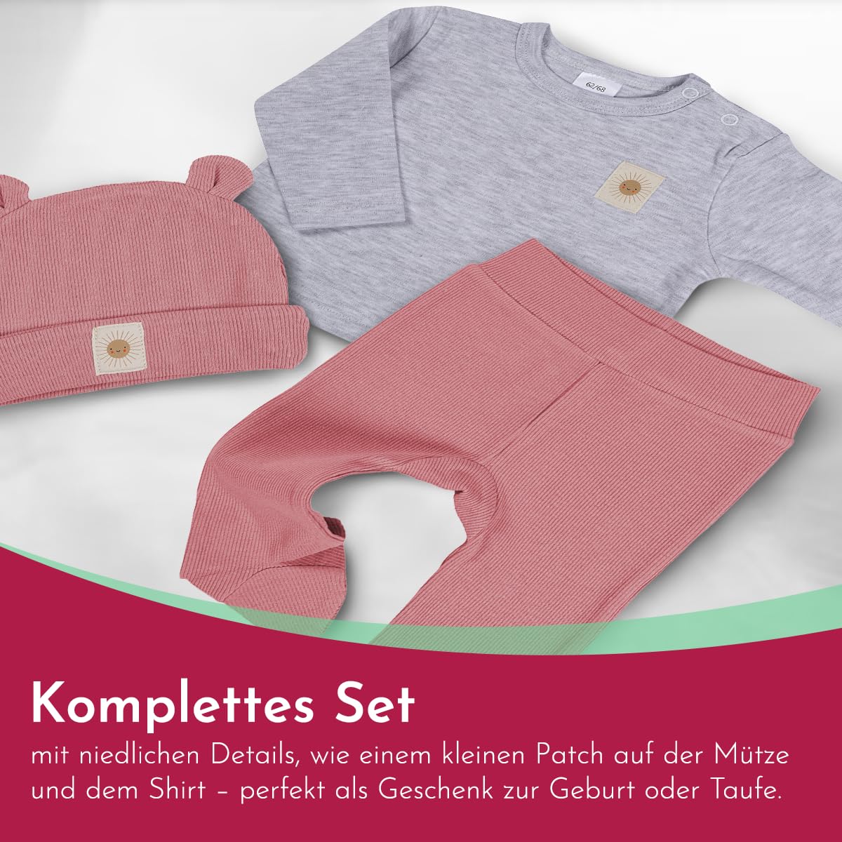 clinotest-nachwuchs-babyset-3-tlg-rosa-50-56-baumwolle image 4