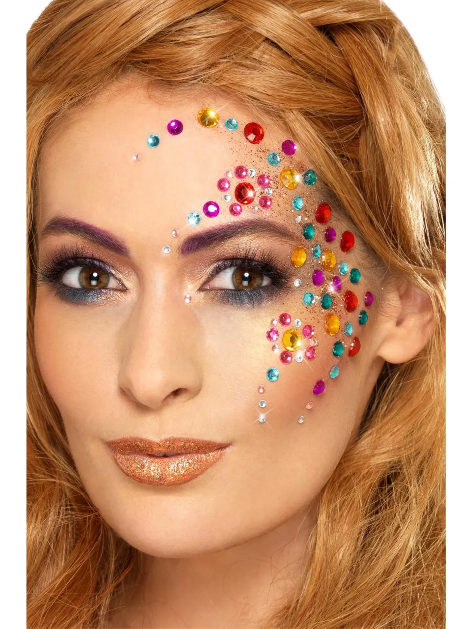 smiffys-fever-rainbow-jewel-face-gems-100-stk-bunt image 1
