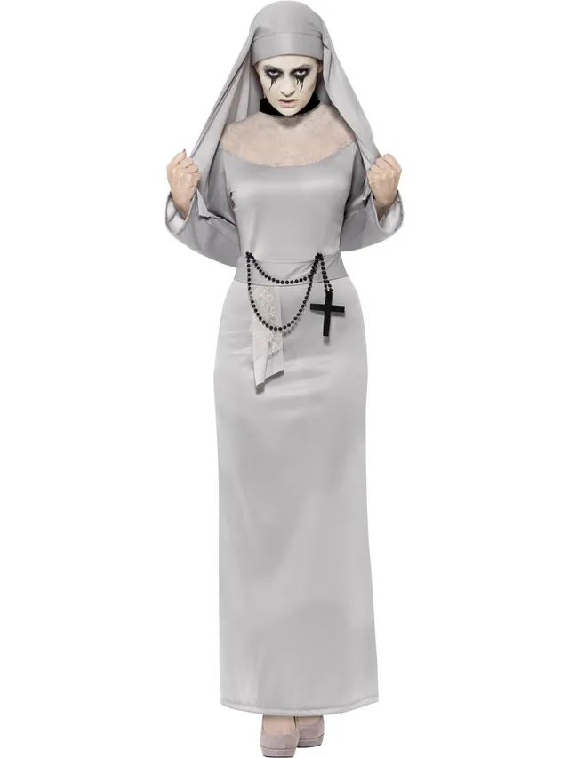 smiffys-fever-gothic-nonnenkost-m-damen-grau-mit-haube image 1