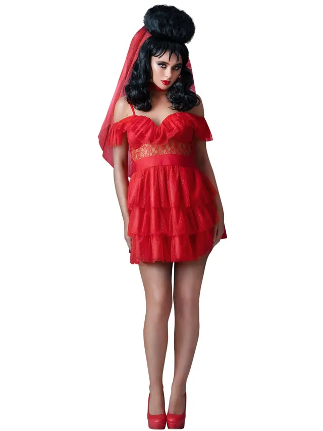 smiffys-fever-beetlejuice-lydia-braut-kost-m-rot-gr-s image 1