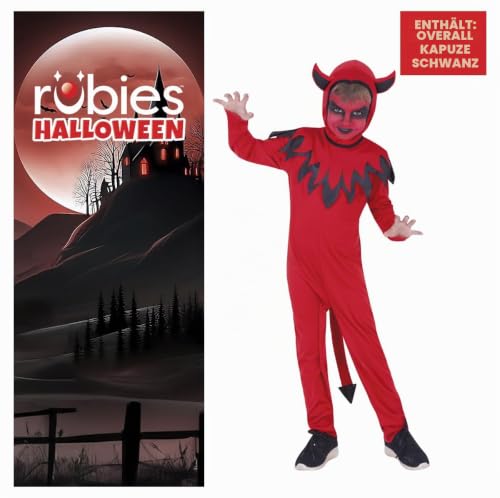 rubie-s-deluxe-teufel-kost-m-kinder-rot-jumpsuit-h-rner image 7