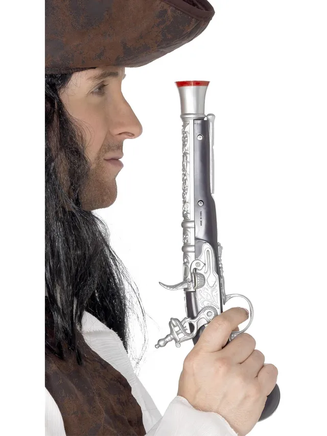smiffys-fever-piratenpistole-silber-steinschloss-spielzeugwaffe image 1