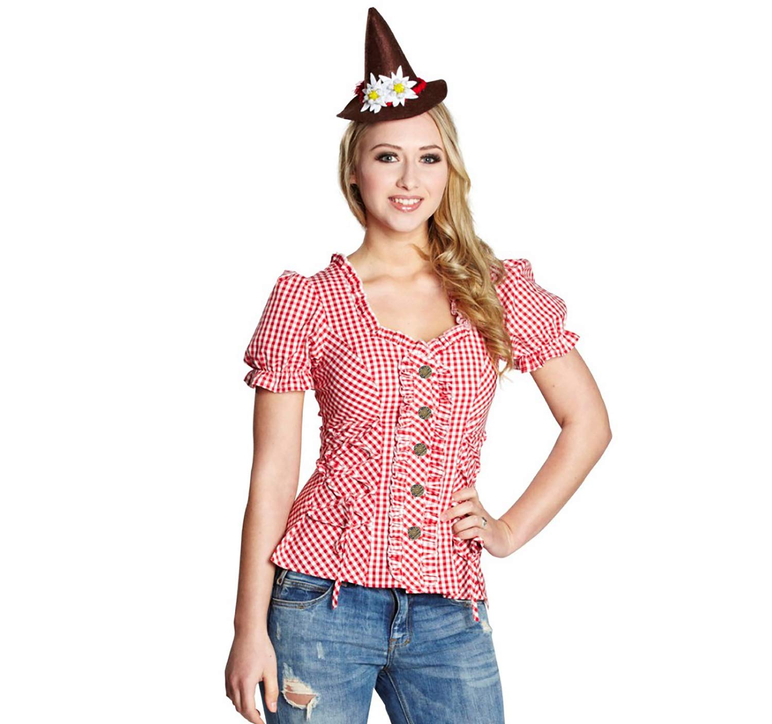 rubie-s-deluxe-adelheid-bluse-damen-38-rot-kariert image 1
