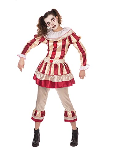 carnevil-clown-damen-kost-m-s-beige-rot-deluxe-af177 image 2