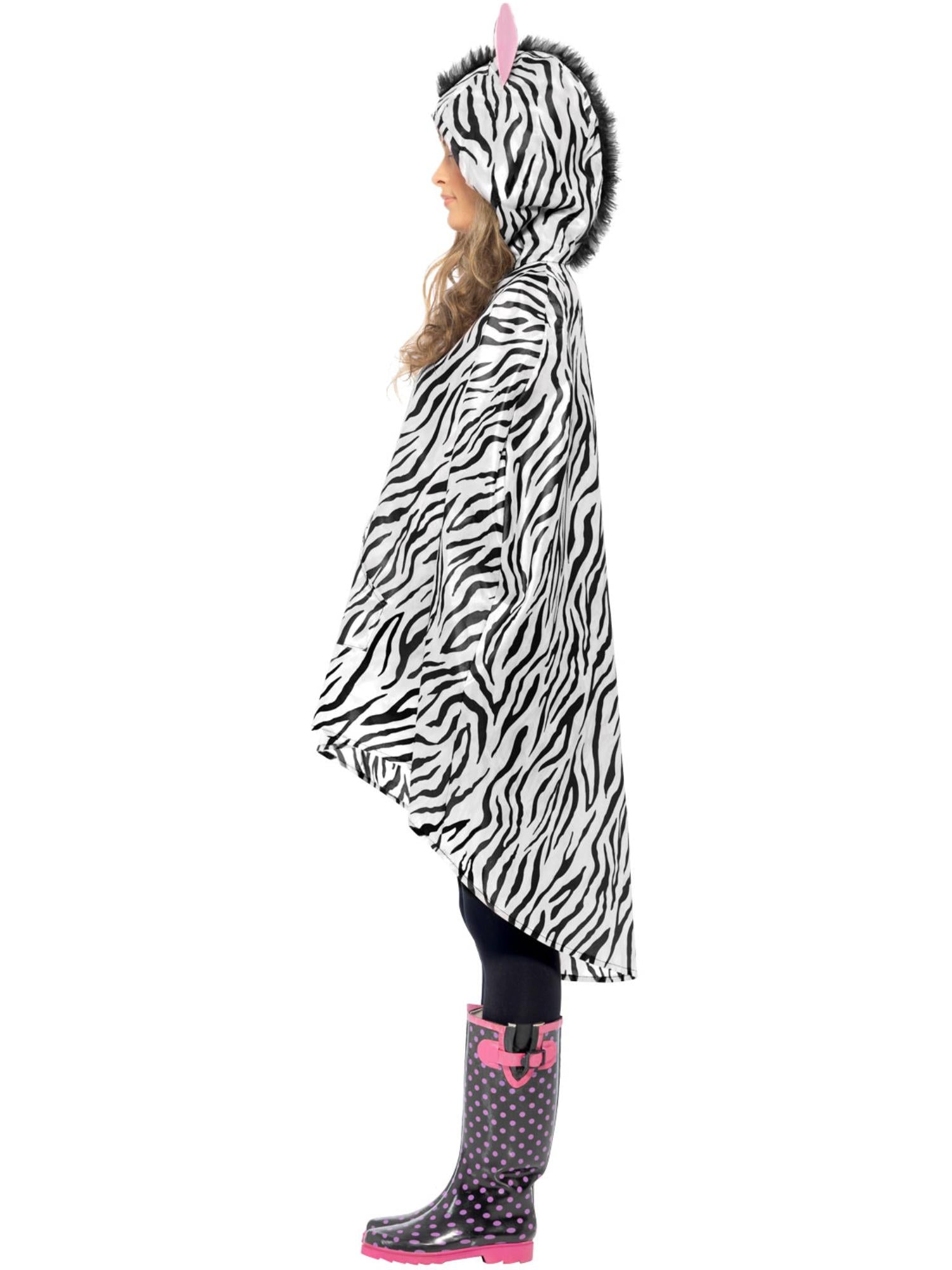 smiffys-fever-zebra-party-poncho-kost-m-schwarz-wei-mit-tasche image 3