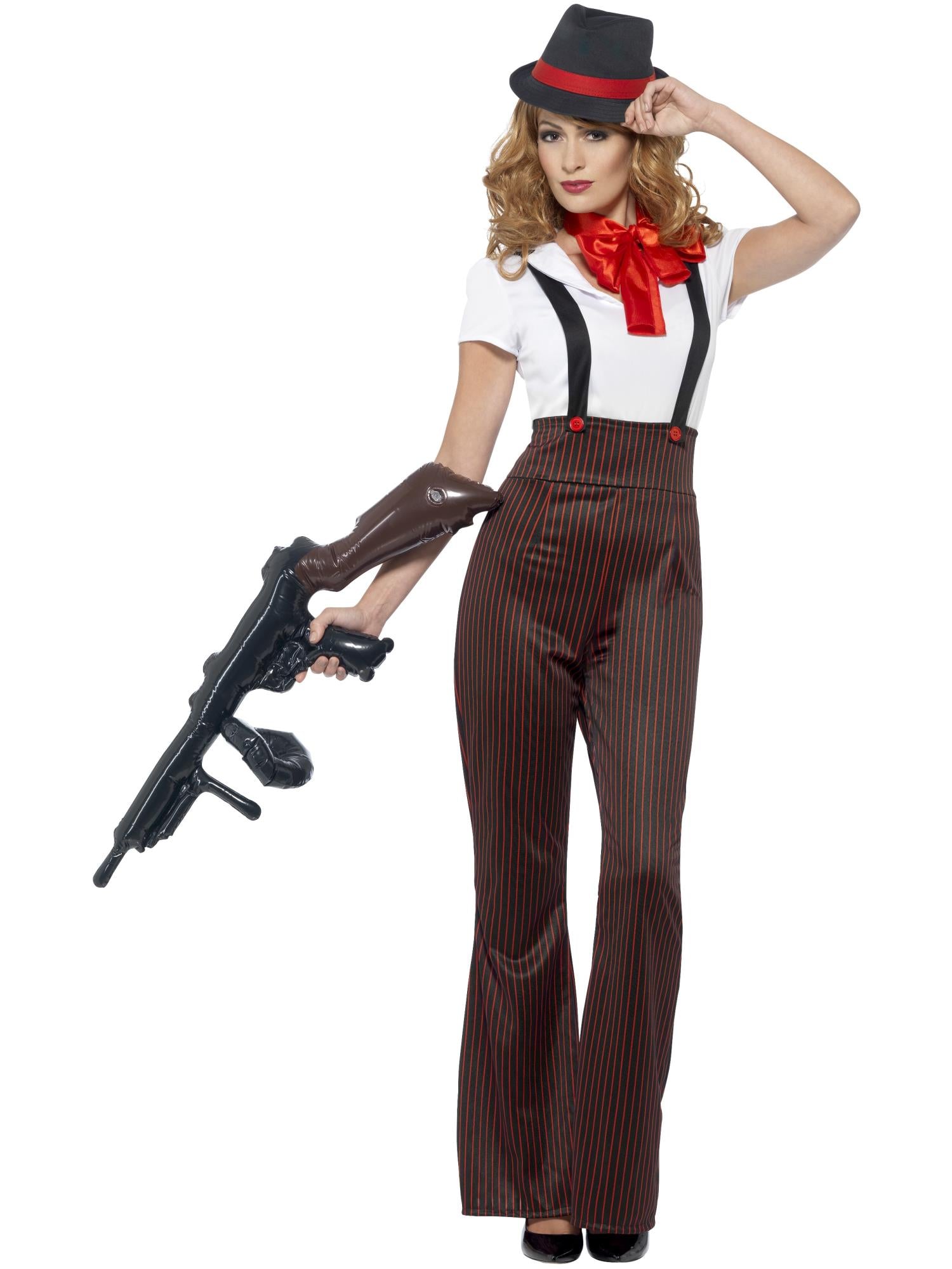 smiffys-fever-gangster-kost-m-damen-schwarz-rot-4-tlg image 1