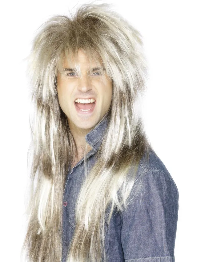 smiffys-fever-80s-mega-mullet-per-cke-blond-braun-lang image 1