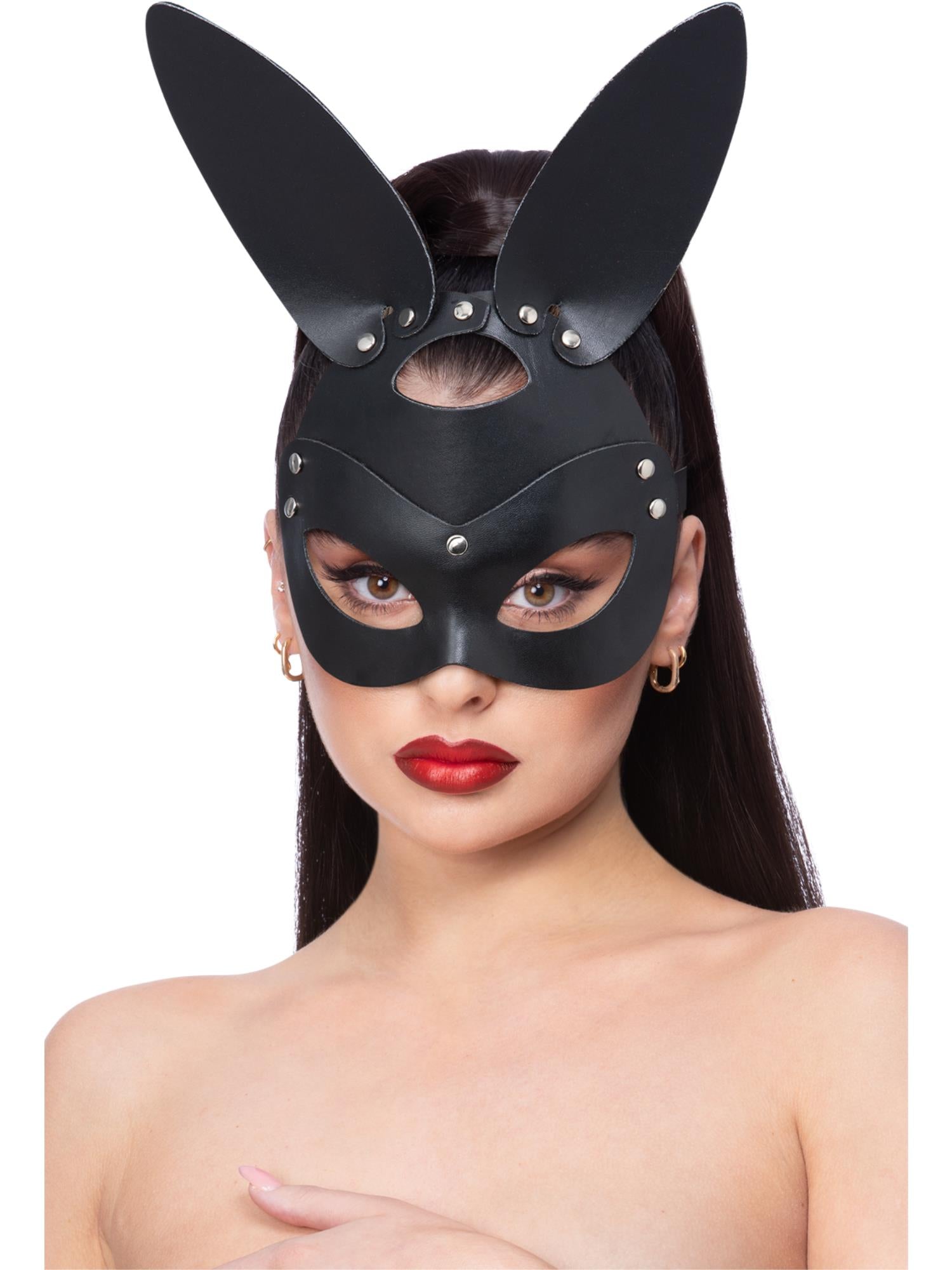smiffys-fever-hasenmaske-schwarz-kunstleder-nieten image 1