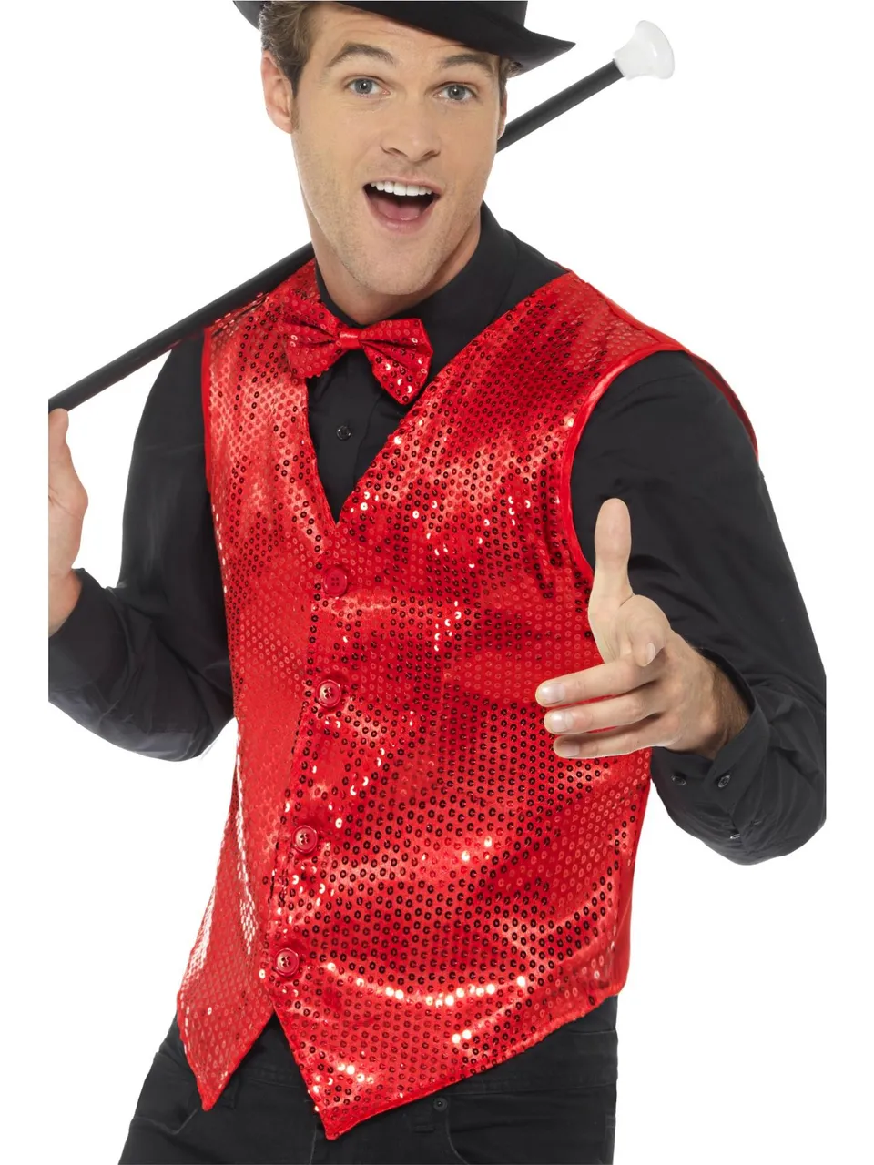 smiffys-fever-pailletten-weste-herren-m-rot-38-40 image 1