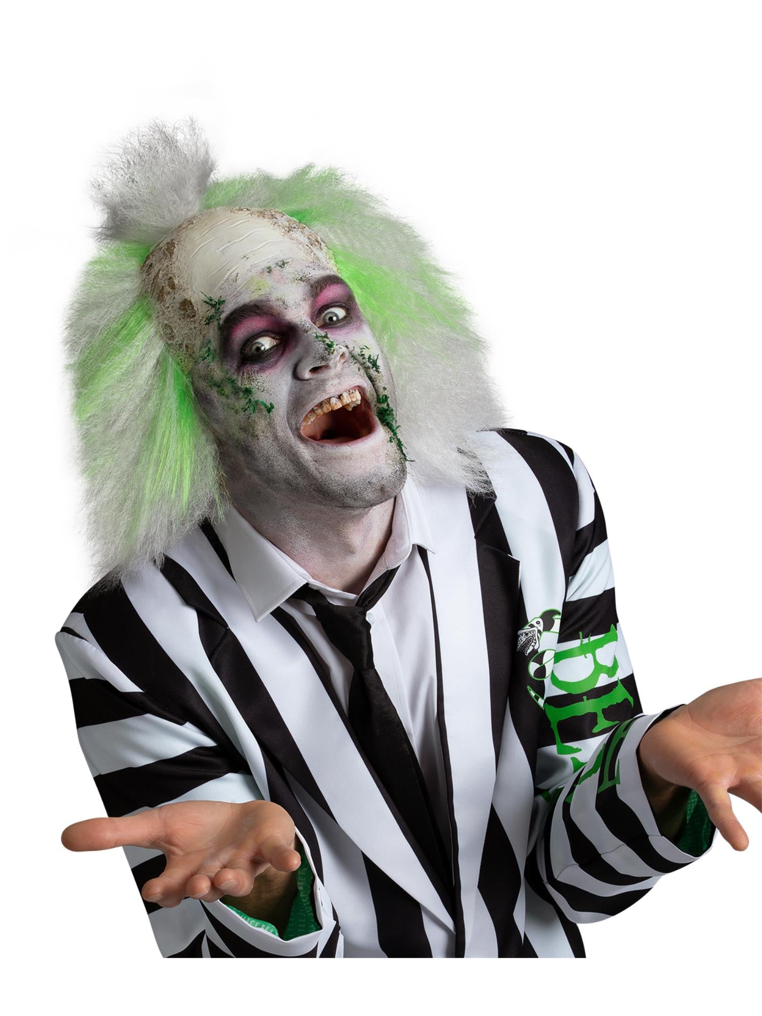 smiffys-fever-beetlejuice-herrenper-cke-gr-n-wei-lizenziert image 2