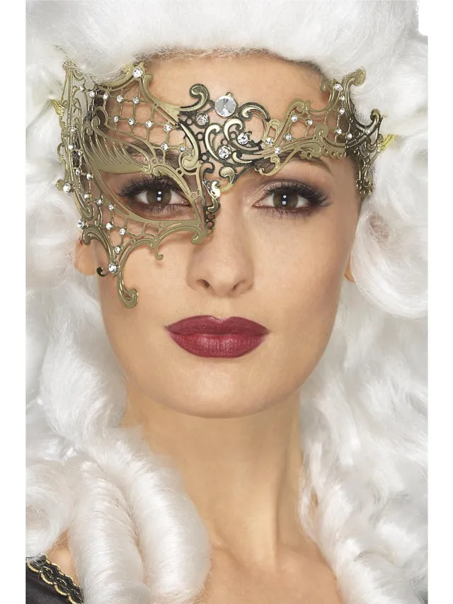 smiffys-fever-deluxe-metal-filigree-augenmaske-gold-halbmaske image 1